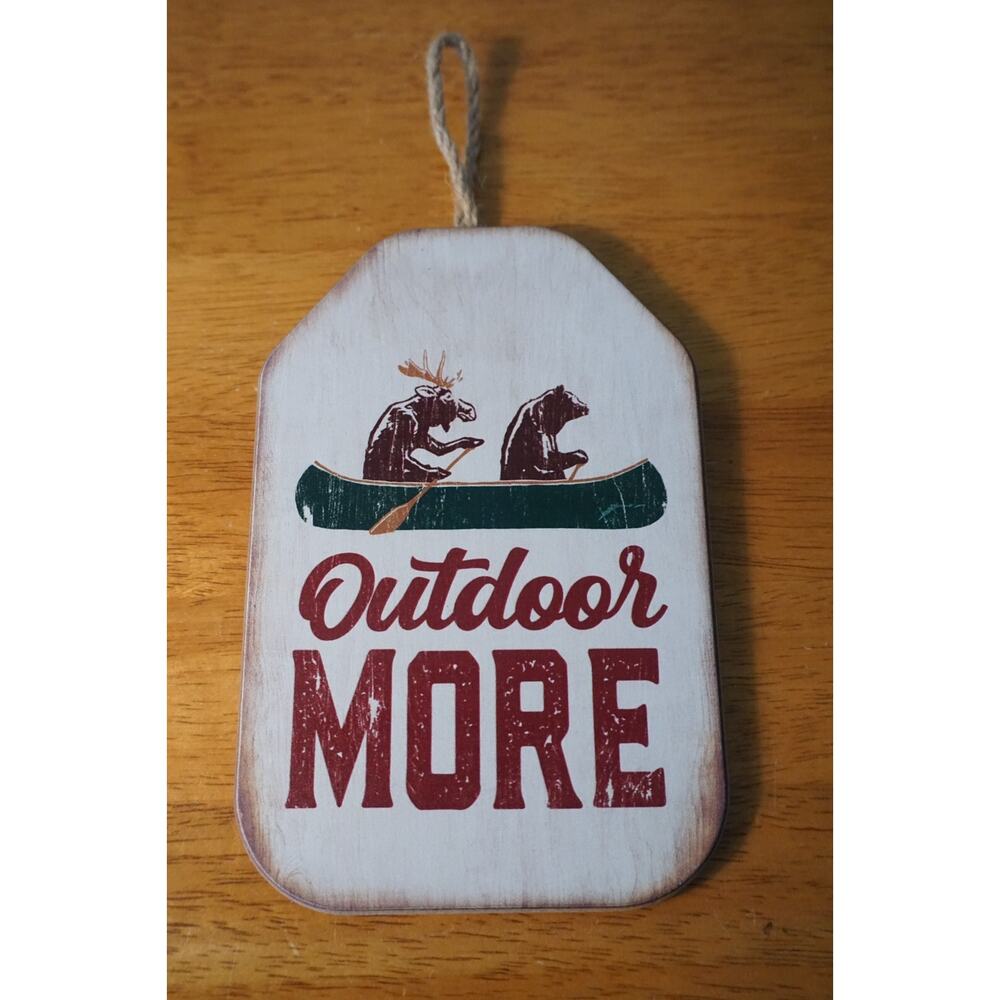 Bear & Moose Sign Canoeing Canoe Rustic Log Cabin Lodge Camping Home Decor New